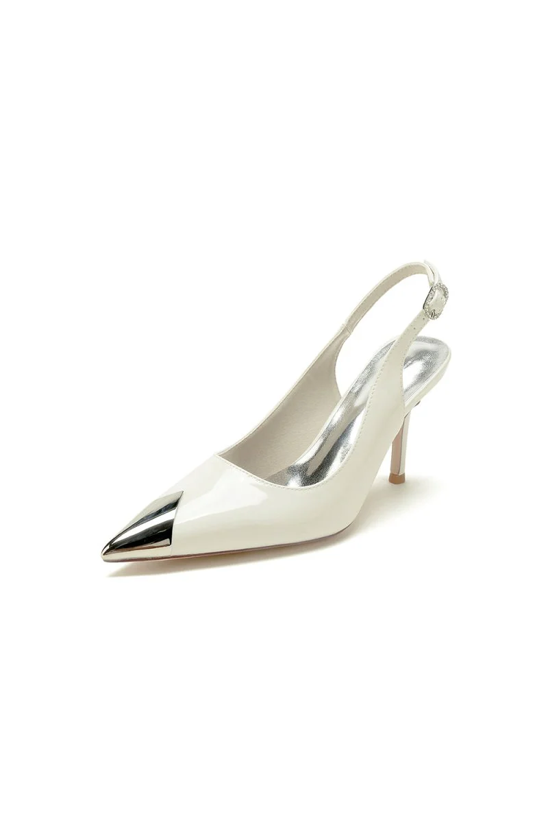 Glitter Crystal Wedding Shoes with Slingback Strap