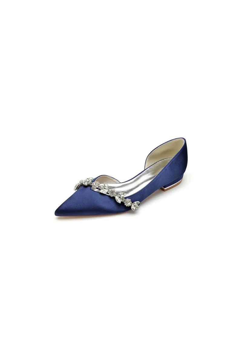 Chic Rhinestone Pointed Toe Kitten Heels