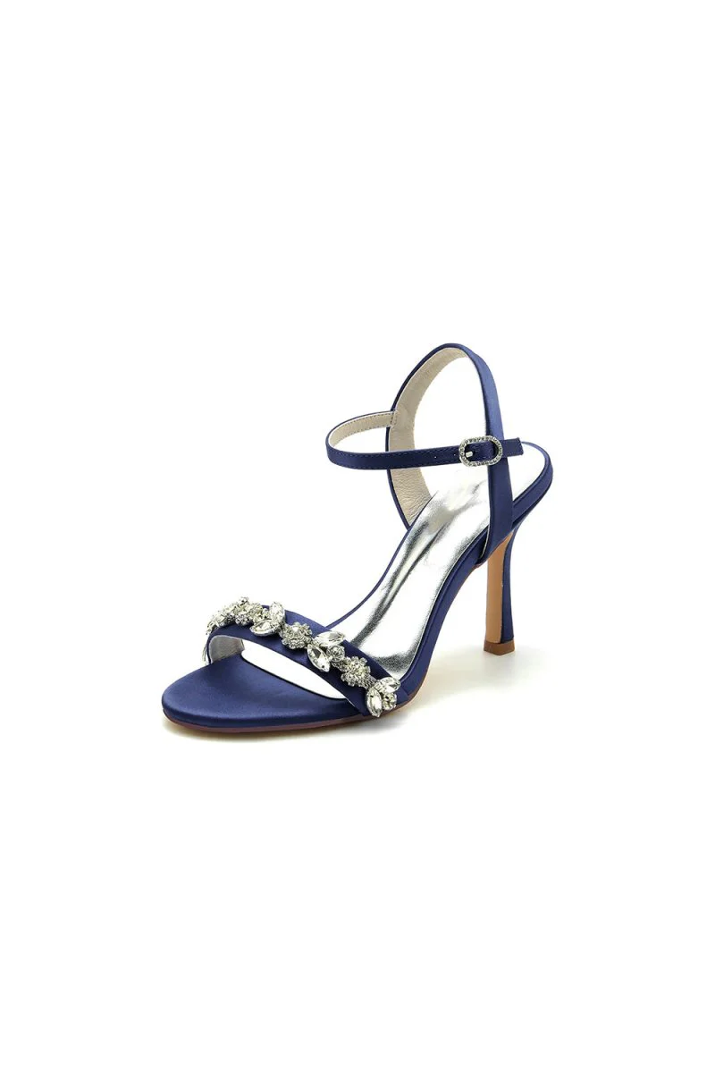 Open Toe Stiletto Heels With Rhinestone
