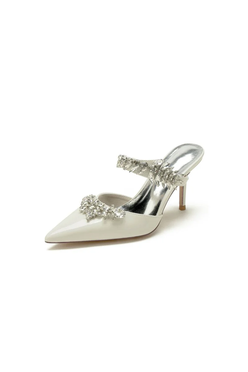 Champagne Pointed Toe Wedding Shoes with Rhinestone