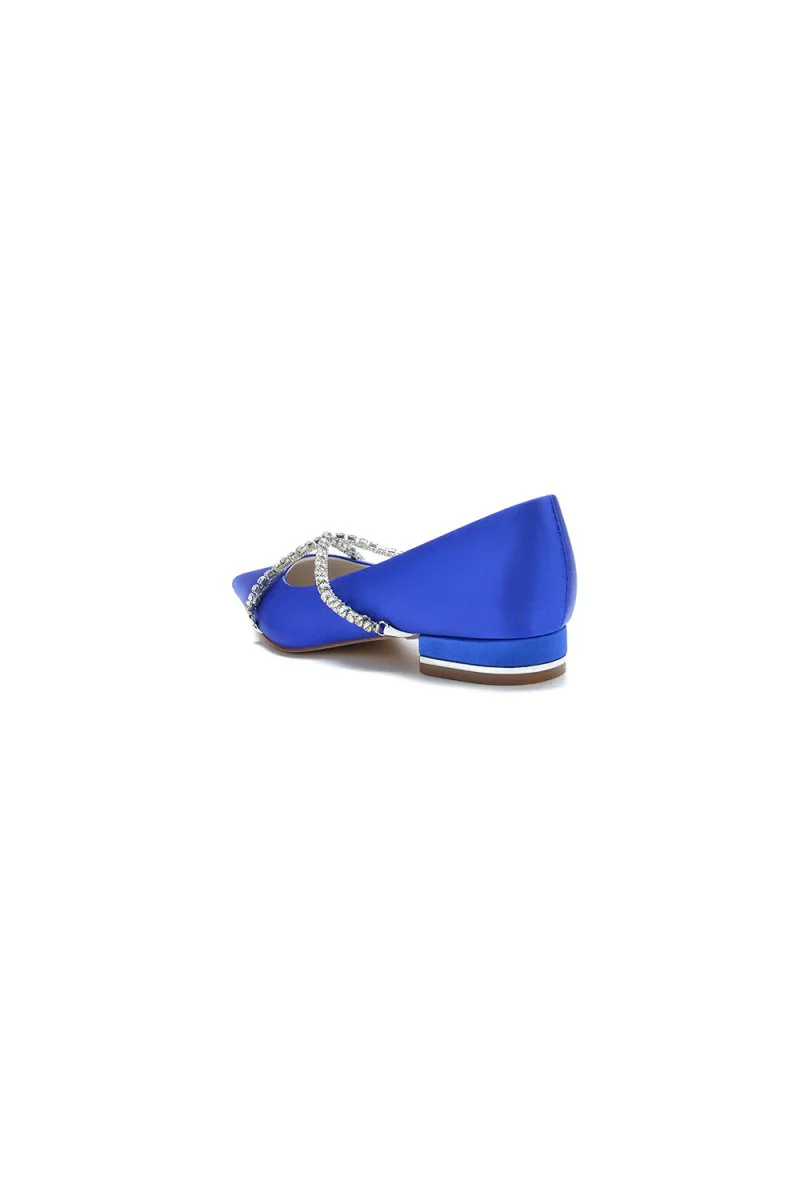 Pointed Toe Rhinestone Strap Kitten Heels
