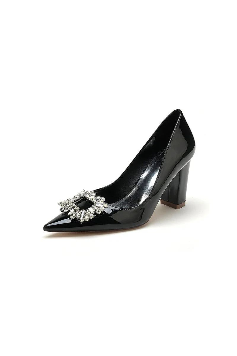 Burgundy High Heels with Crystal Embellishment