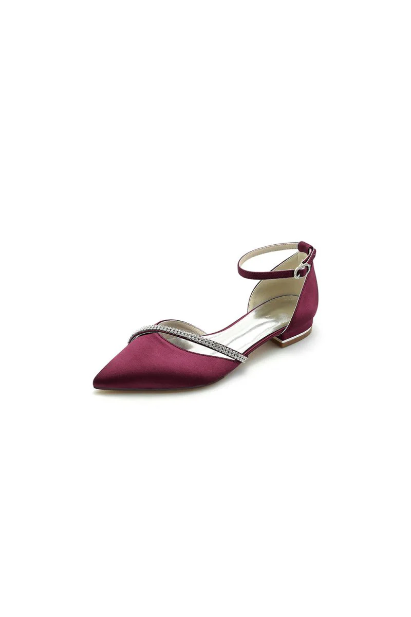 Pointed Toe Beaded Ankle Strap Kitten Heels