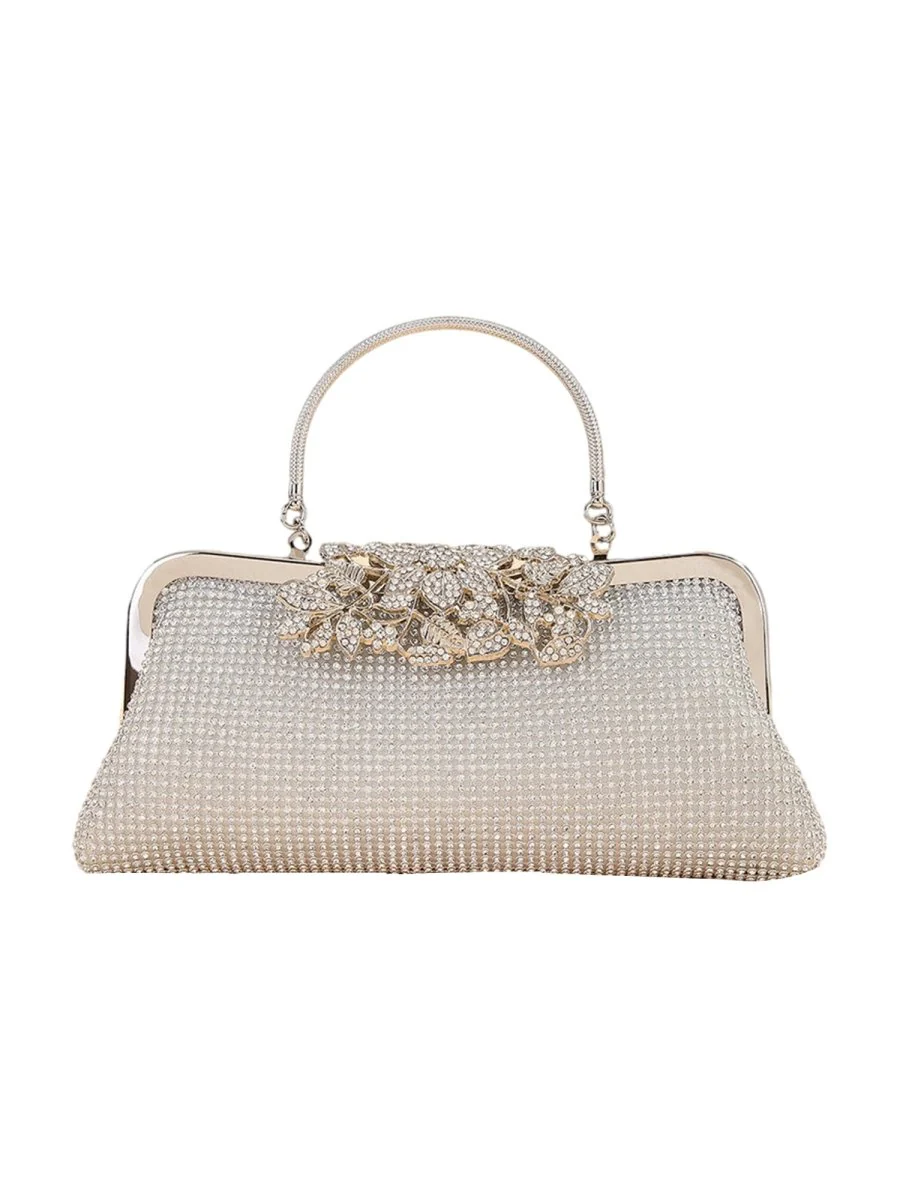 Women’s Flower Rhinestones Top Handle Evening Clutch Bags