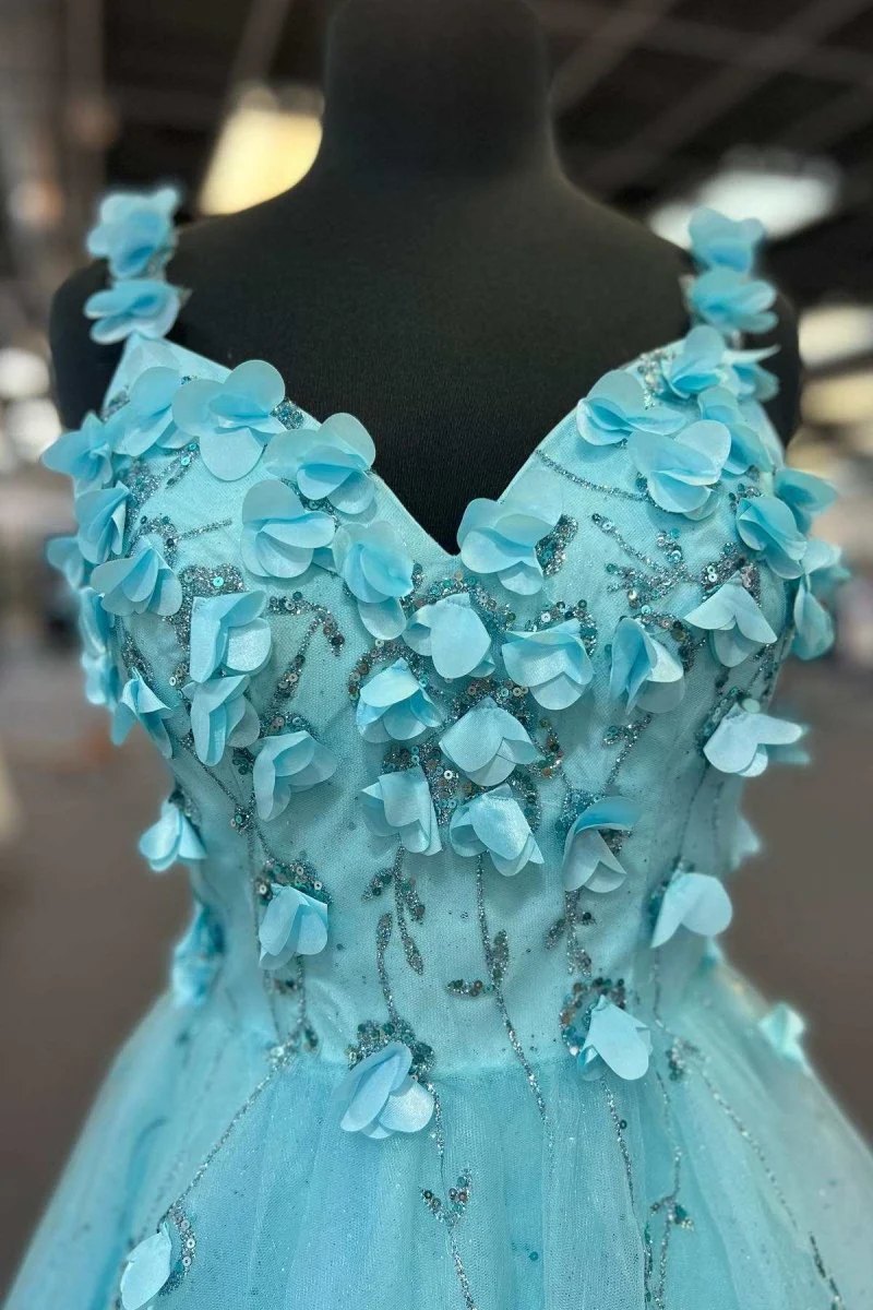 Jubilee | Tiffany Blue 3D Floral Lace Sweetheart Backless A-Line Short Party Dress