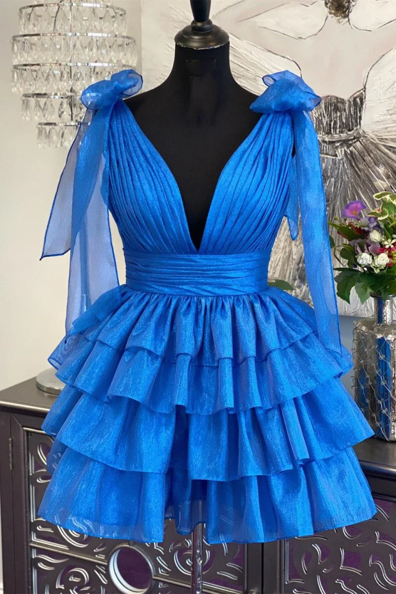 Joleen | Trendy A-Line Tiered Homecoming Dress with Bow