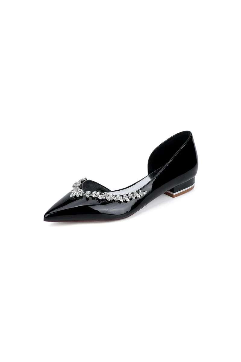 White Ballet Flats with Crystal Accent