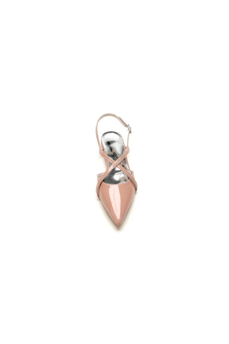 Nude Pink High Heels with Crossed Straps