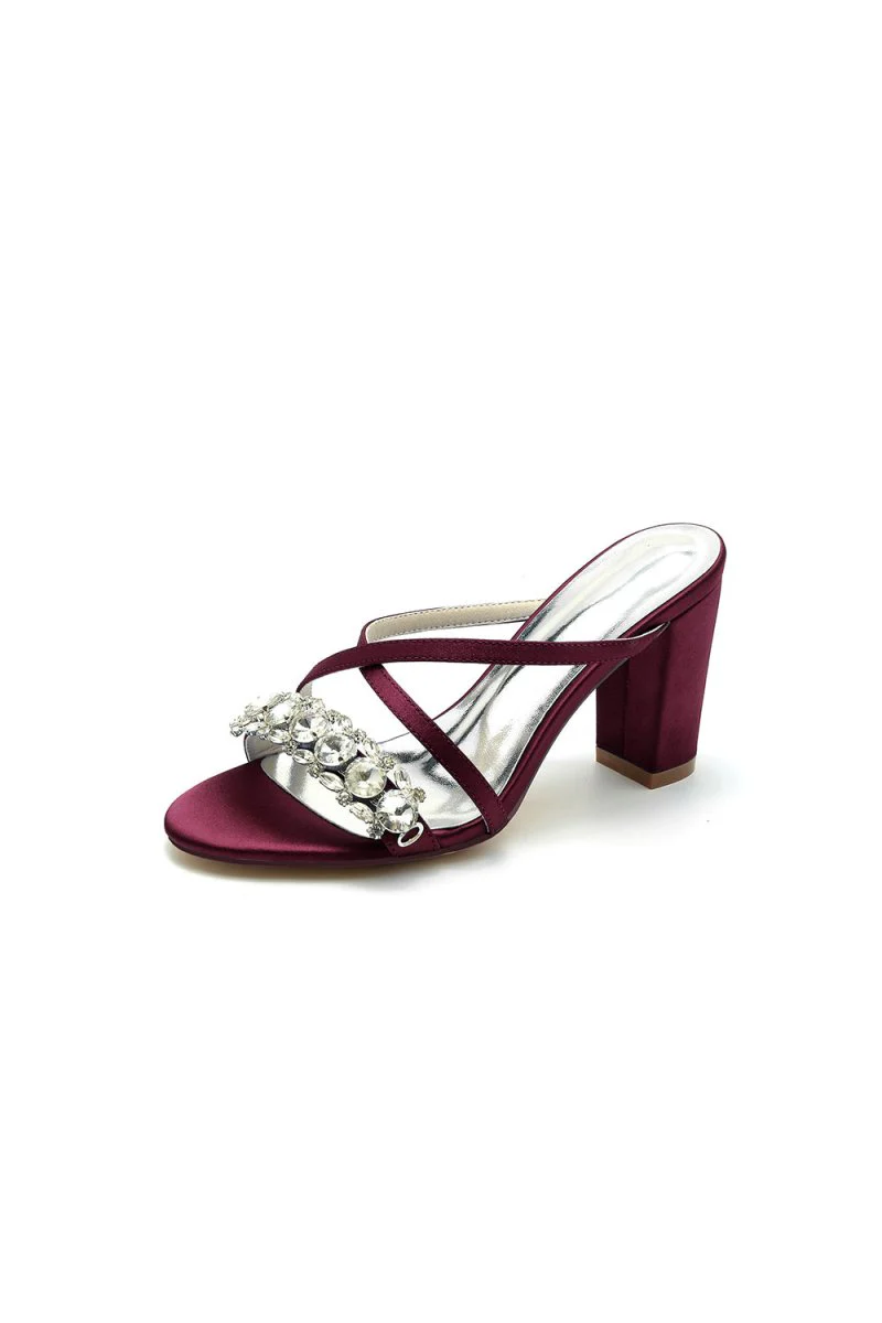 Sliver Open Toe Sandals with Rhinestone