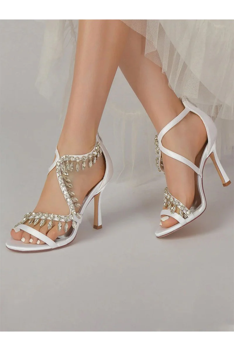 Sexy Crystal Beaded Thin Strap High Heels