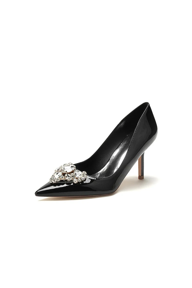 Patent Leather Rhinestone Stiletto Heels