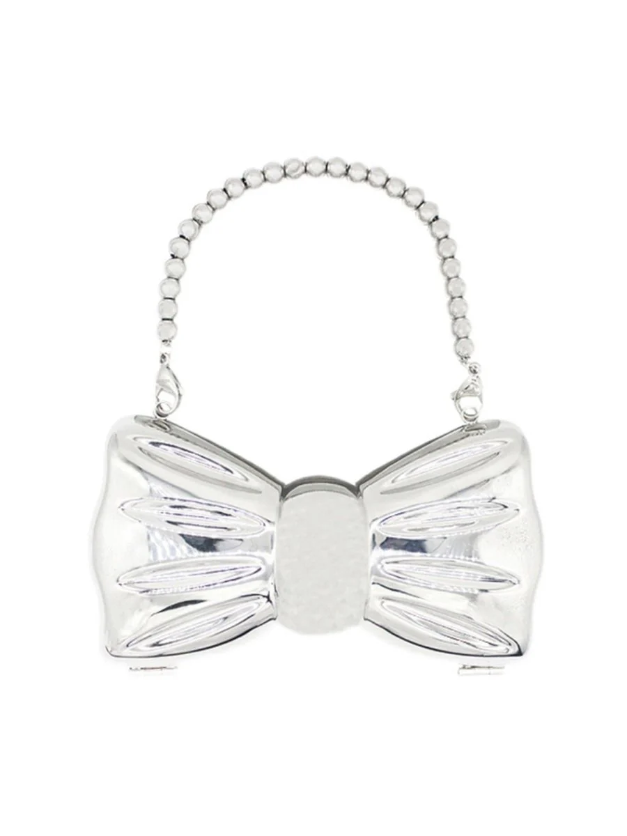 Women’s Silver Bow Clutch Mini Evening Bags