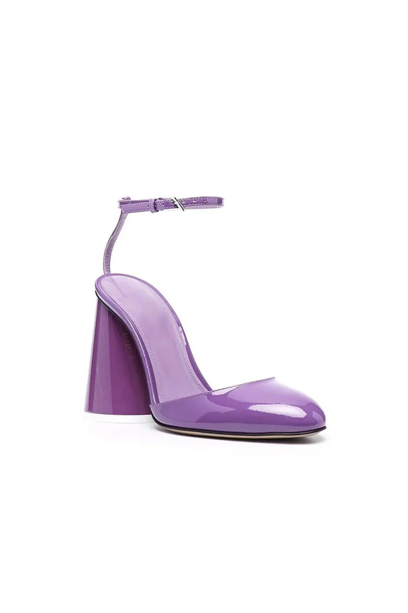 Green Ankle Strap Block Heel Sandals