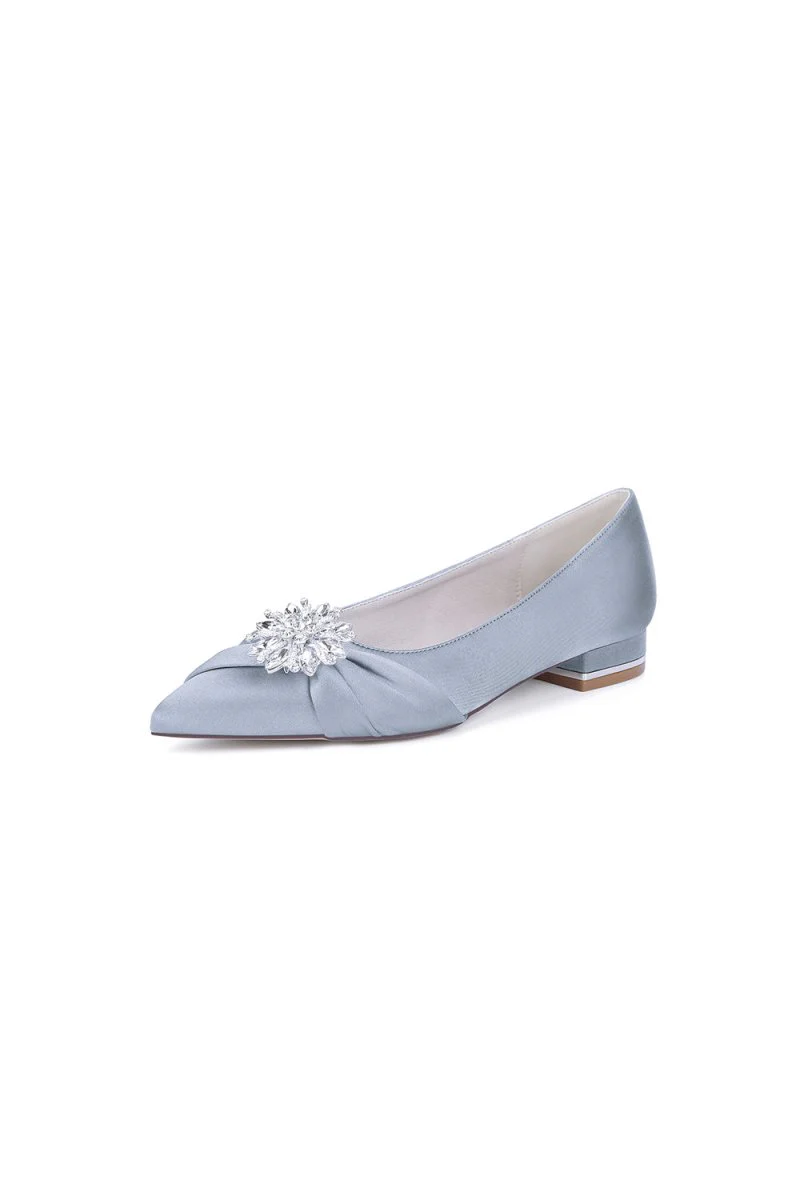 Champagne High Heels with Crystal Flower Embellishment