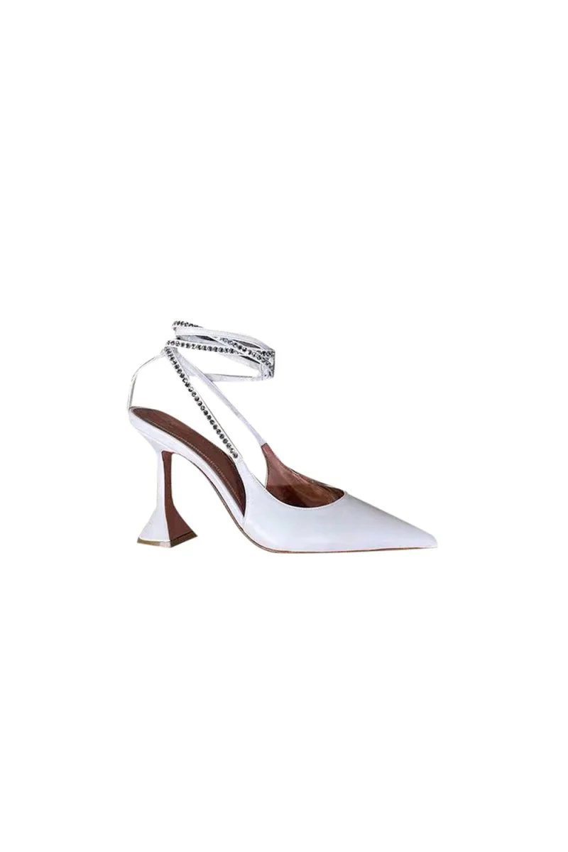 White Lace Up High Heel Sandals