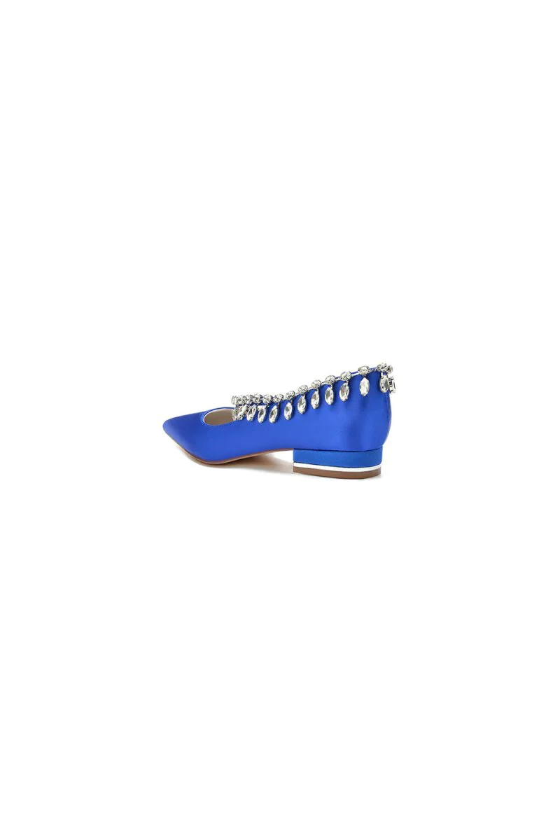 Rhinestone Beaded Pointed Toe Kitten Heels