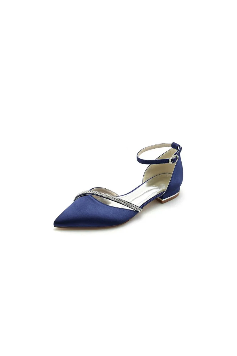 Pointed Toe Beaded Ankle Strap Kitten Heels