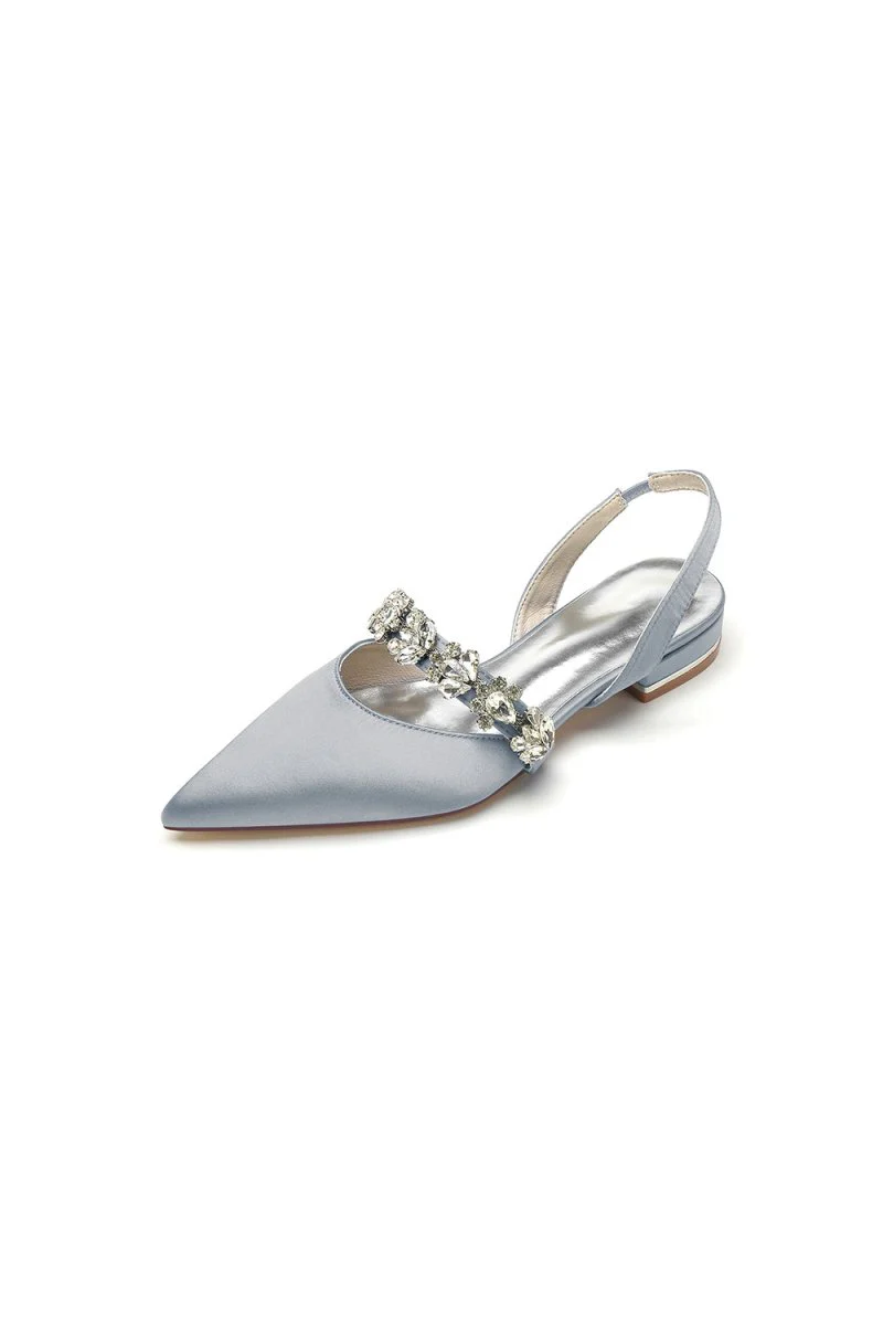 Pointed Toe Wedding Flats with Rhinestone