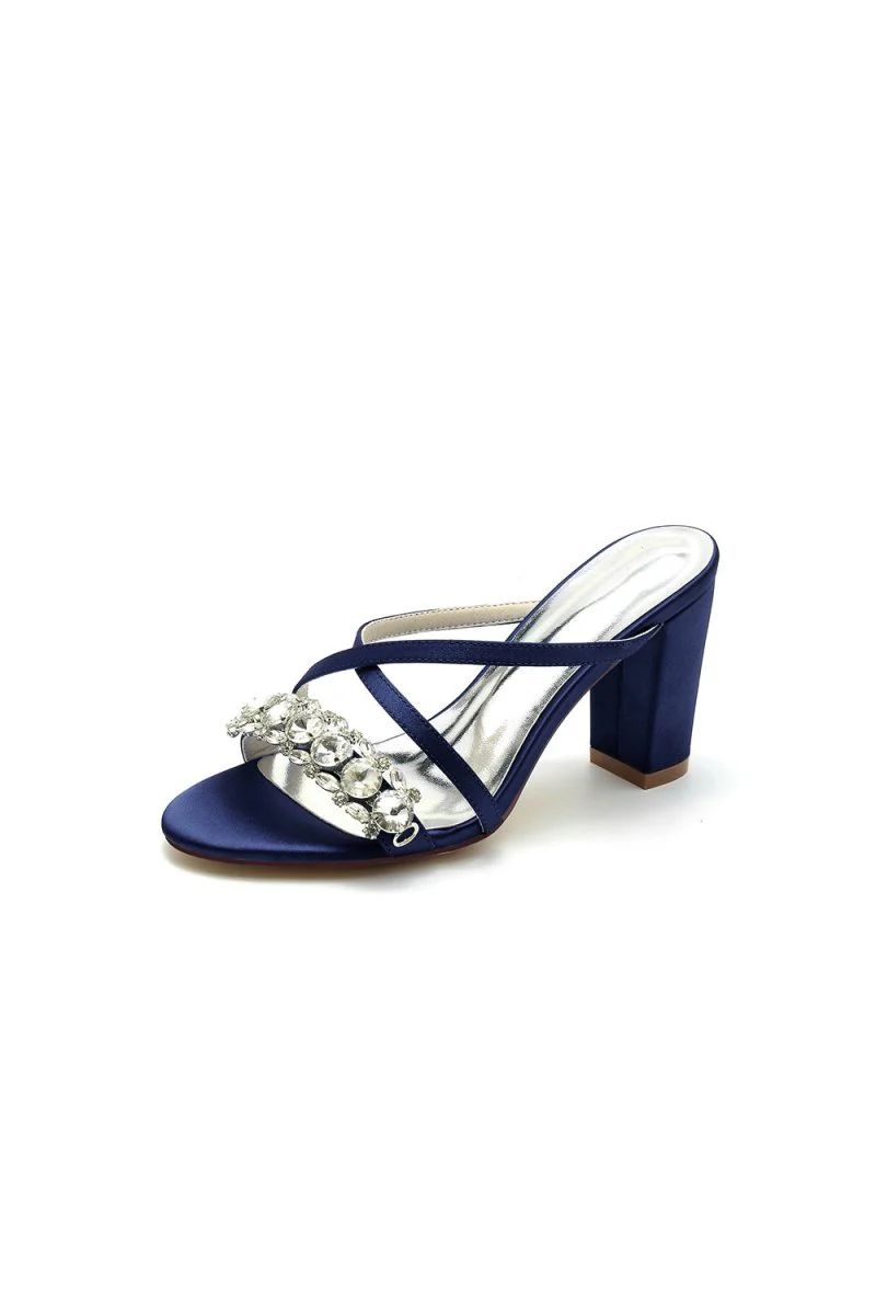Sliver Open Toe Sandals with Rhinestone