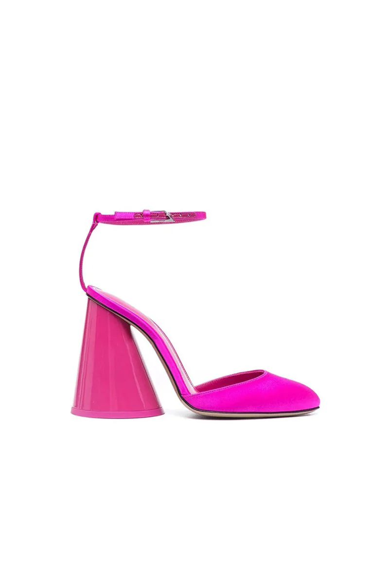 Green Ankle Strap Block Heel Sandals