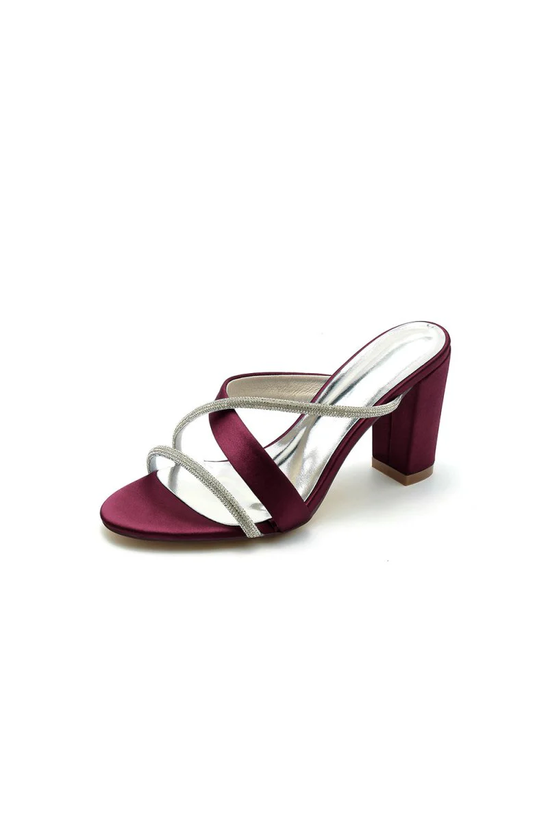 Black Satin High-Heeled Sandals