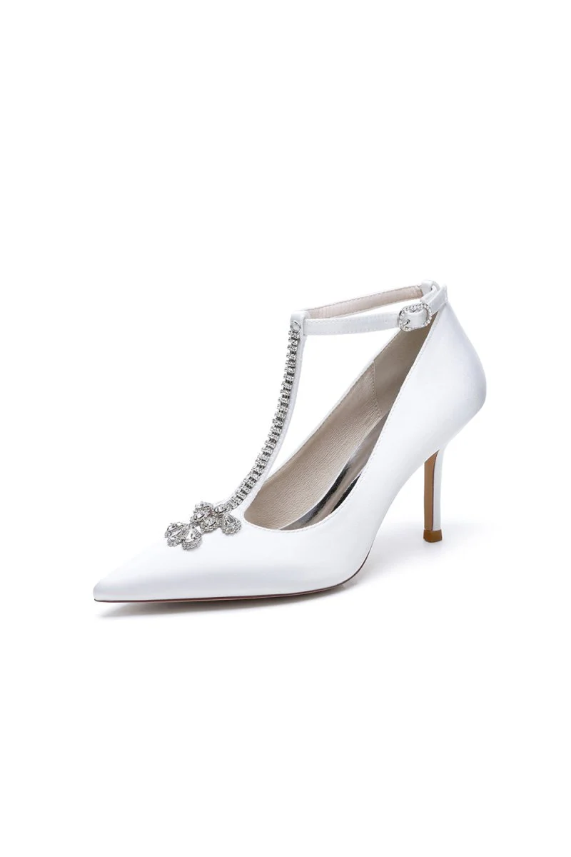 Party Pointed Toe Crystal Strap High Heels Shoes