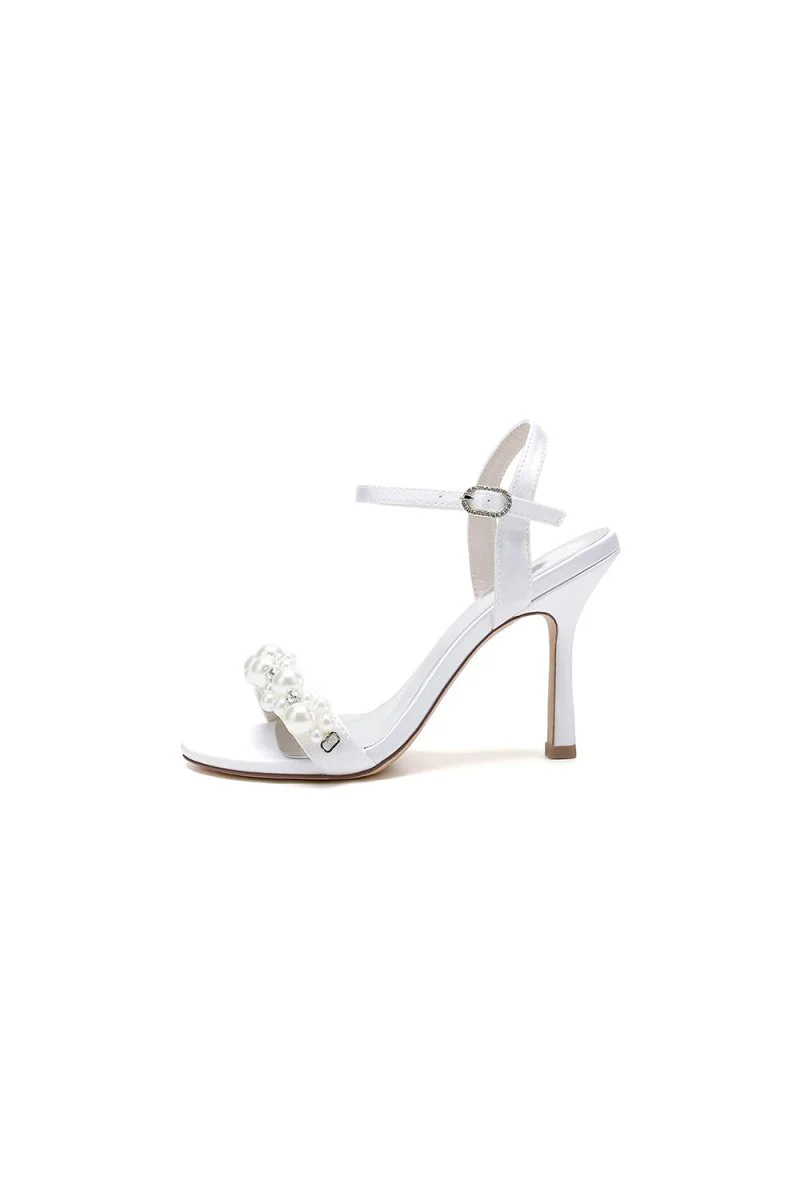 Open Toe Pearl Stiletto Heels