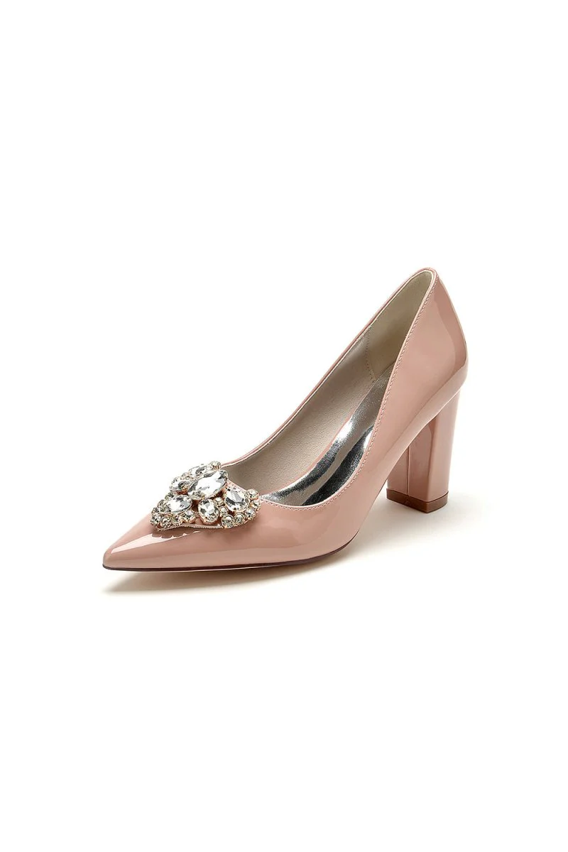 Burgundy High Heels with Gemstone-Adorned Golden Buckle