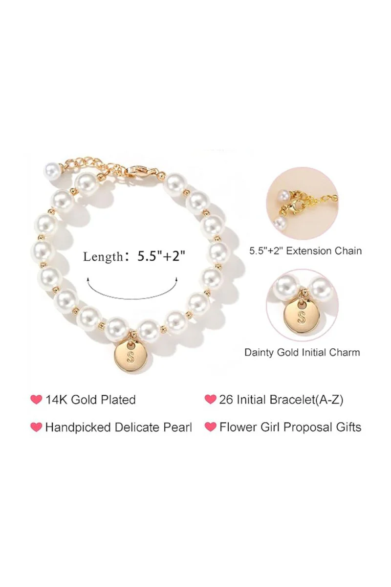Gold Letter Pearl Bracelets