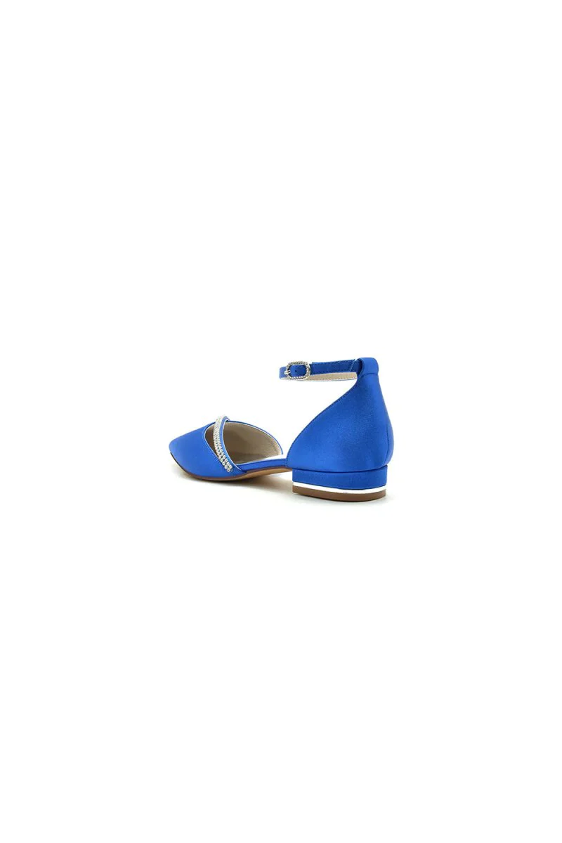 Pointed Toe Beaded Ankle Strap Kitten Heels