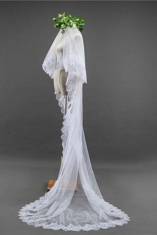 Two-Tier Tulle Lace Edge Bridal Veil Wedding Veil