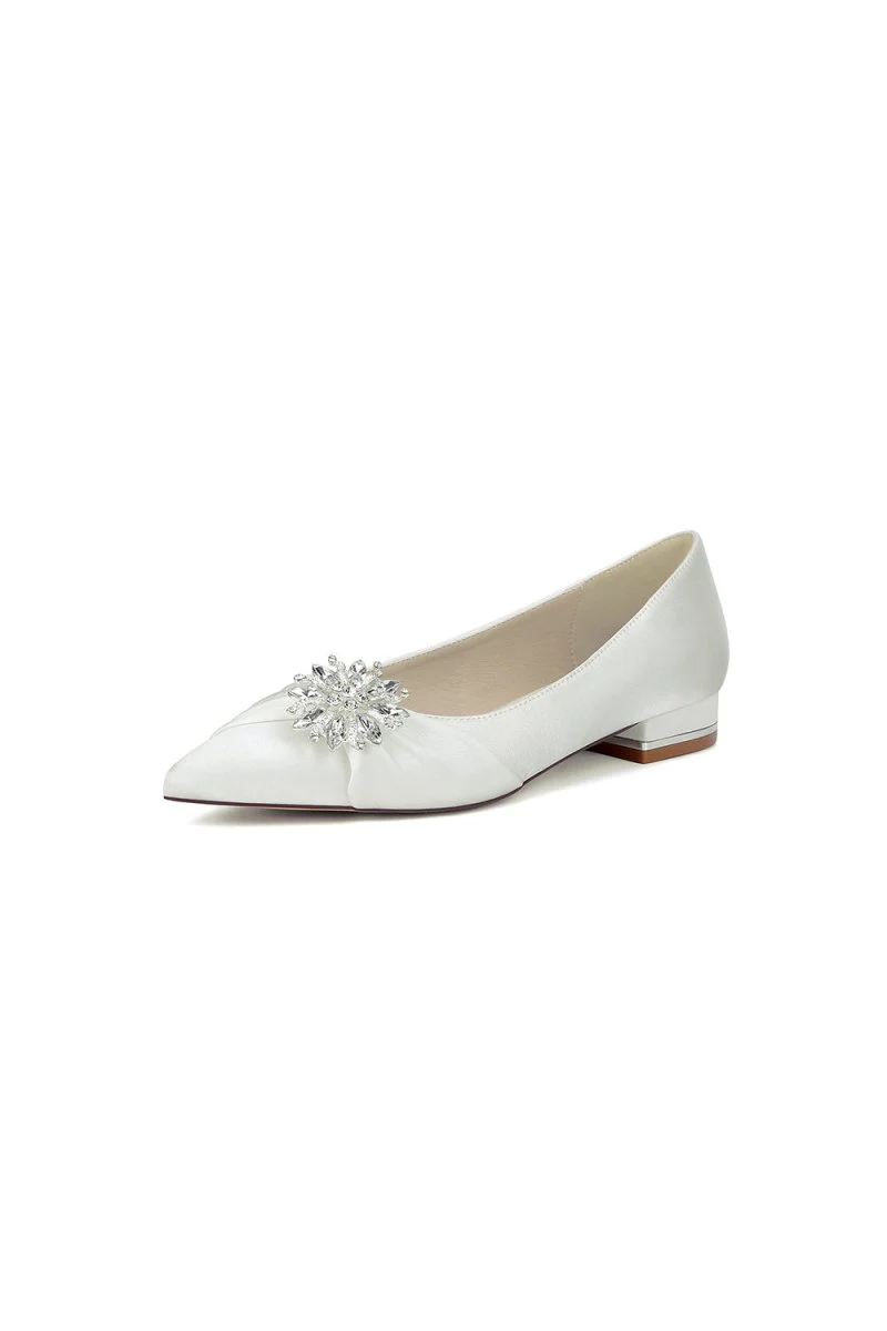 Champagne High Heels with Crystal Flower Embellishment