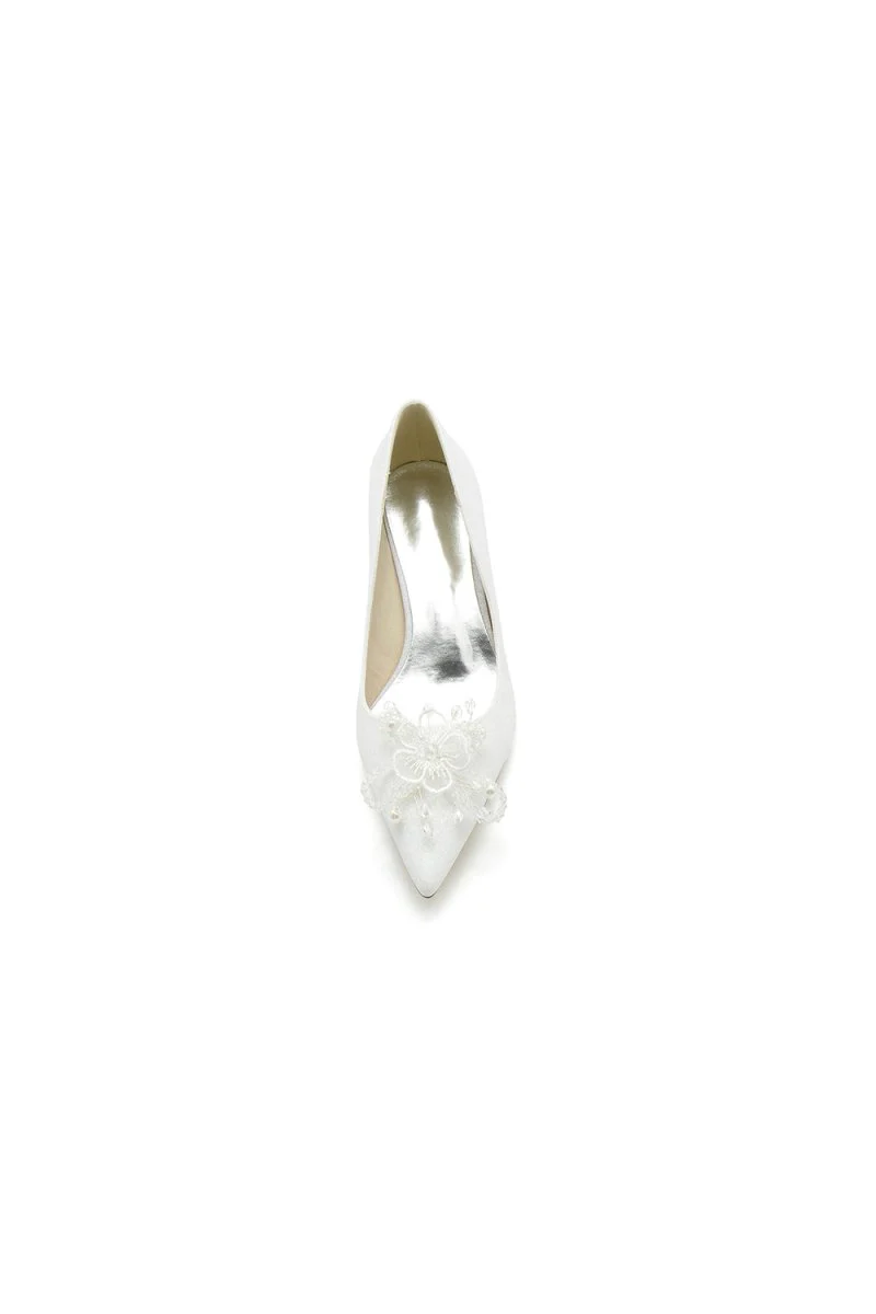 Flower Pointed Toe Wedding Stiletto Heels