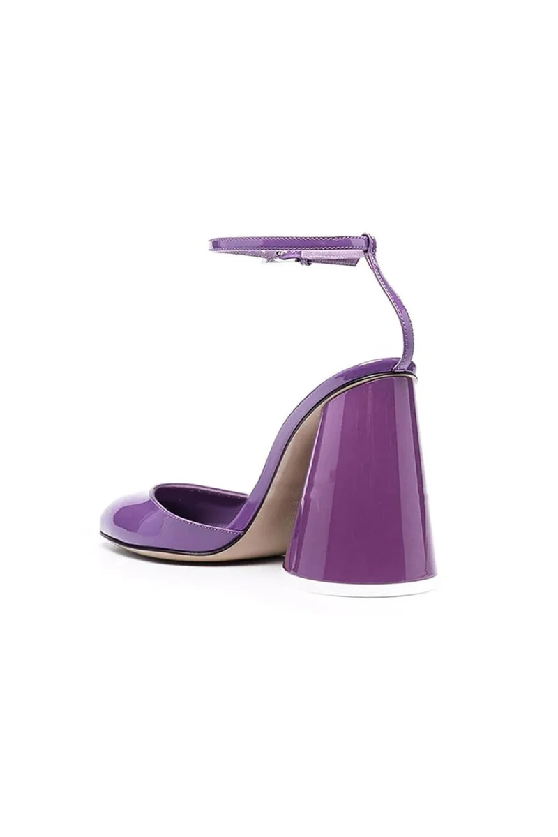 Green Ankle Strap Block Heel Sandals