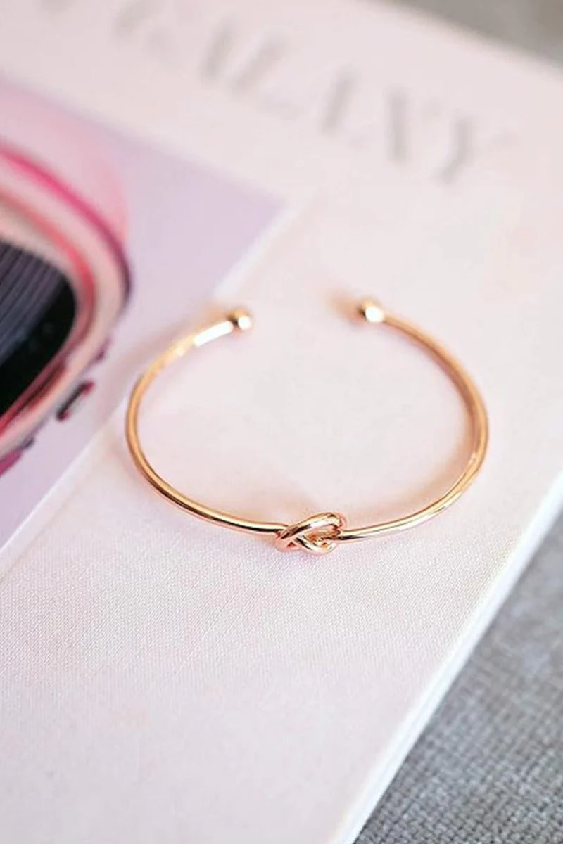 Gold Love Knot Open Bracelet