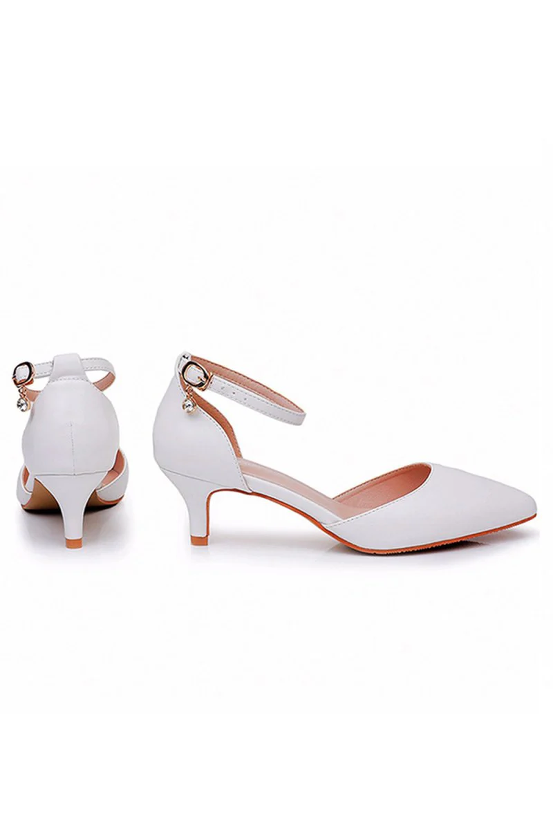 Mid Heel Matte Pointed Toe PU Wedding Shoes
