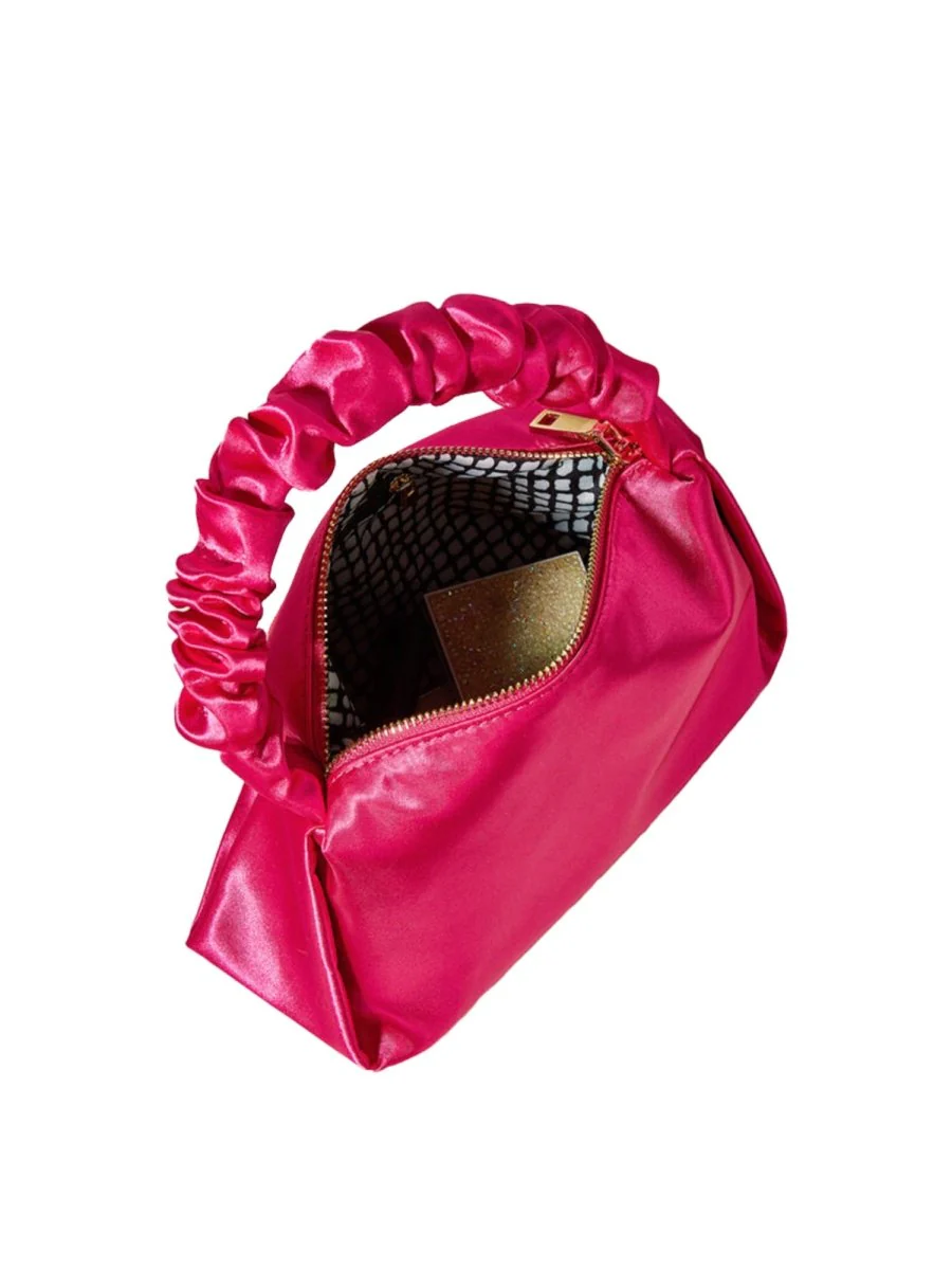 Women’s Hot Pink Slouchy Handle Clutch Bags in Satin
