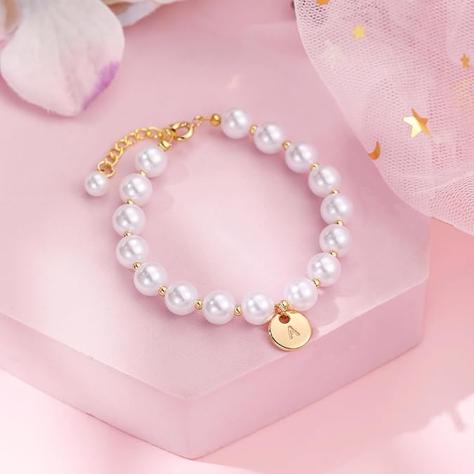 Gold Letter Pearl Bracelets