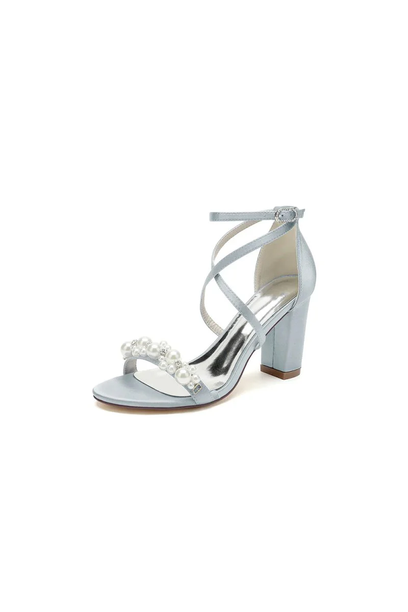Open Toe Beaded Cross Strap High Heels