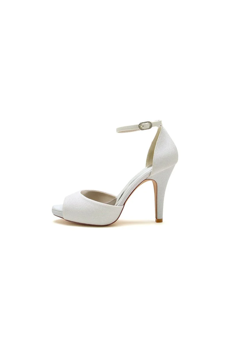 Gold Ankle Strap Peep Toe Wedding Shoes