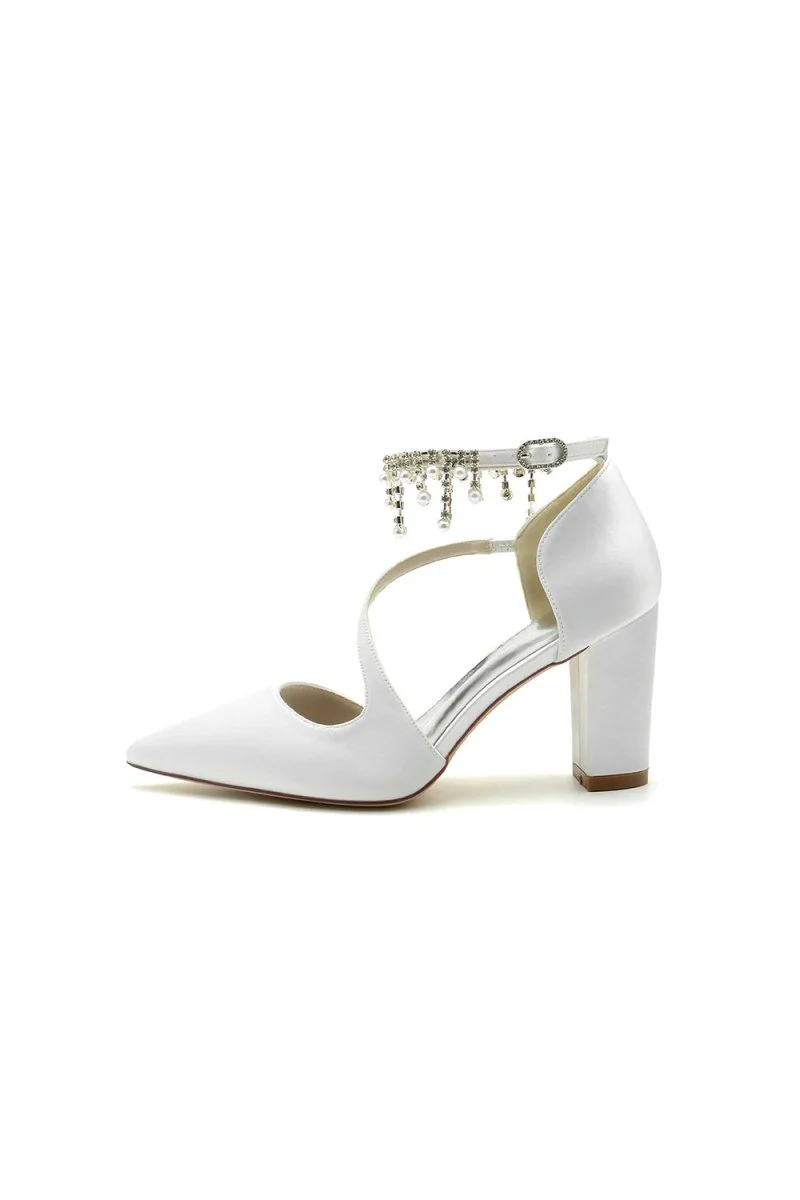 Pearl Tassel Block Heel Sandals