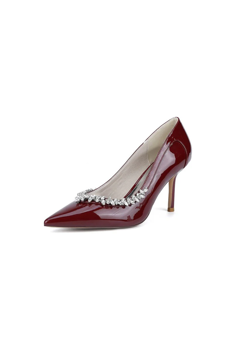 Ivory High Heels with Crystal-Embellished Metal Accent