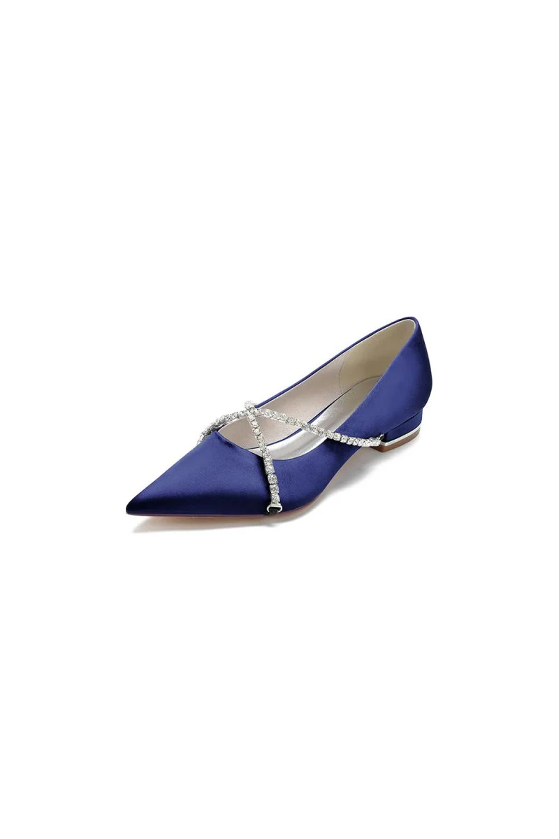 Pointed Toe Rhinestone Strap Kitten Heels