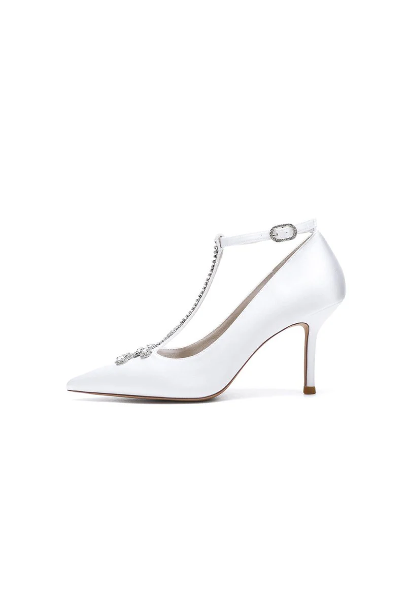 Party Pointed Toe Crystal Strap High Heels Shoes