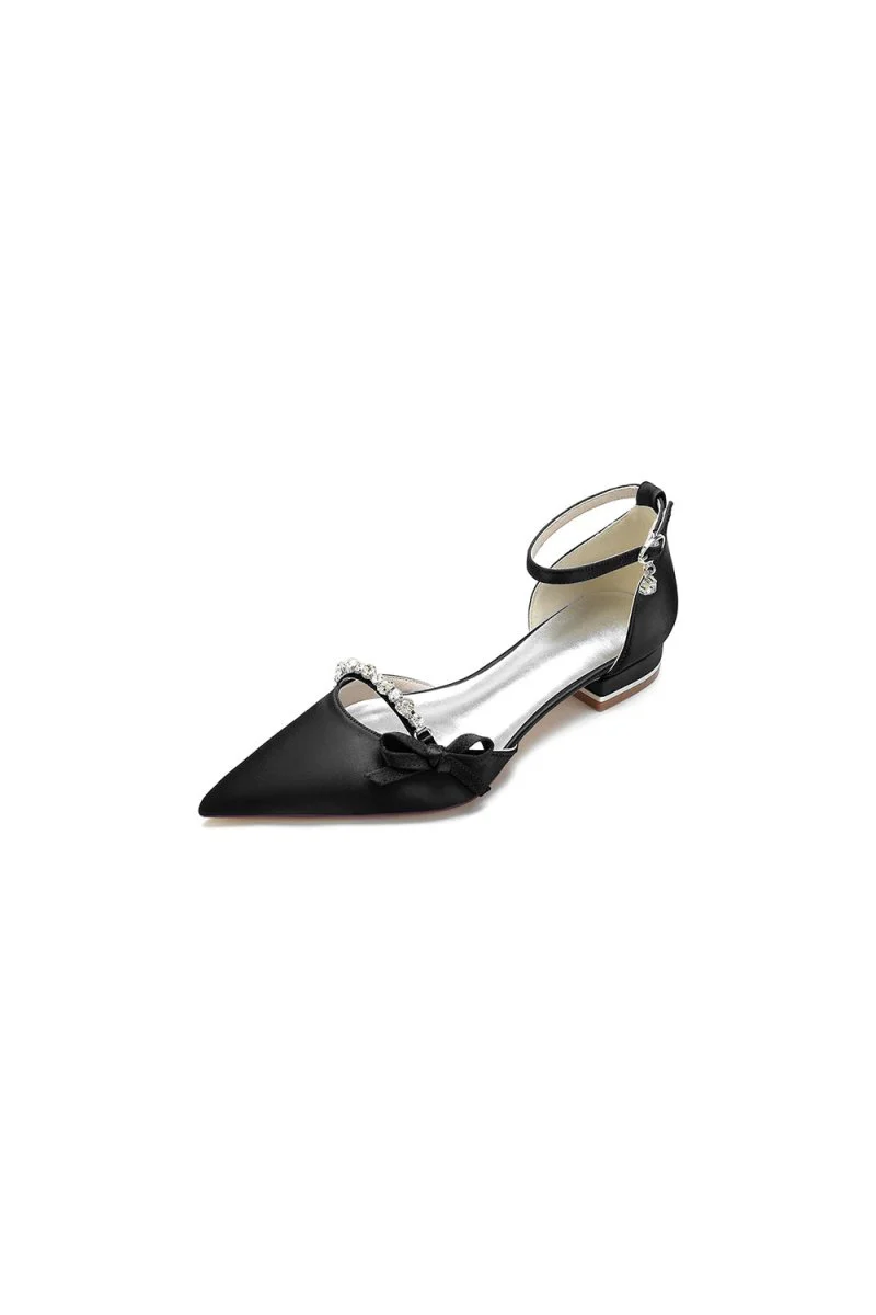 Rhinestone Pointed Toe Kitten Heels With Bow
