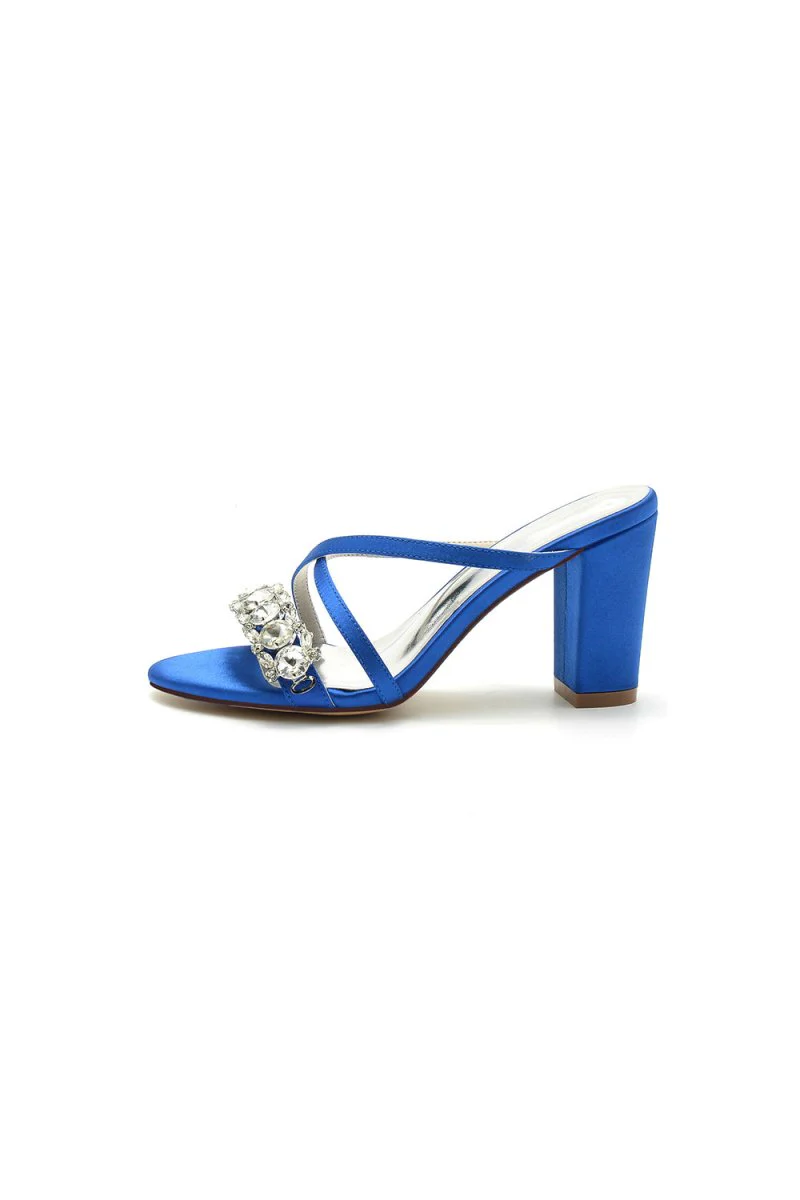 Sliver Open Toe Sandals with Rhinestone