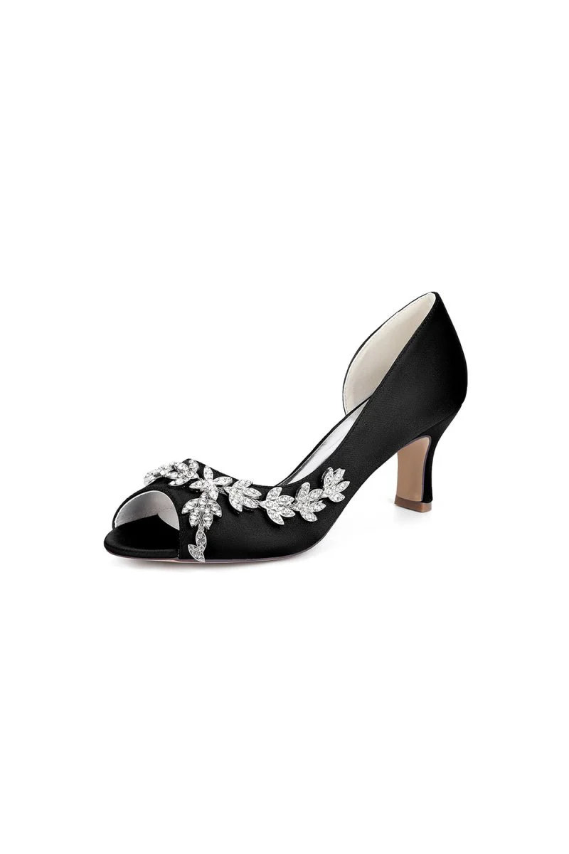 Royal Blue Satin High Heels with Intricate Silver Ornaments 36862-2A