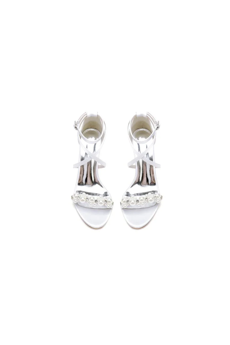 Open Toe Beaded Cross Strap High Heels