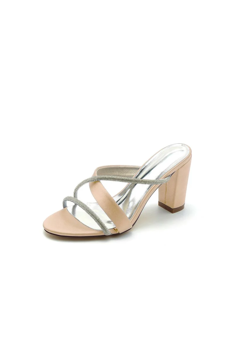 Black Satin High-Heeled Sandals