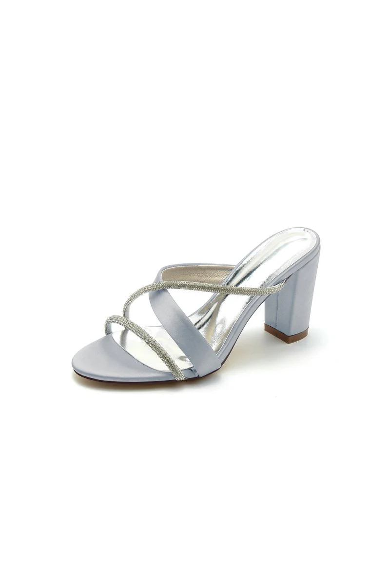 Black Satin High-Heeled Sandals